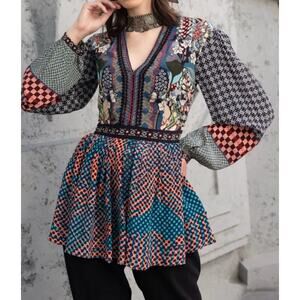 Anthropologie Bhanuni By Jyoti Womens Abstract Blouse Size Large